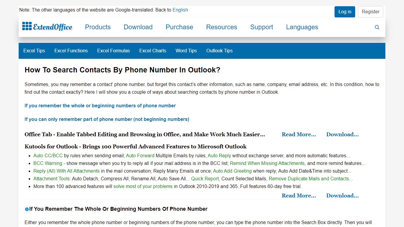 How to search contacts by phone number in Outlook? - ExtendOffice